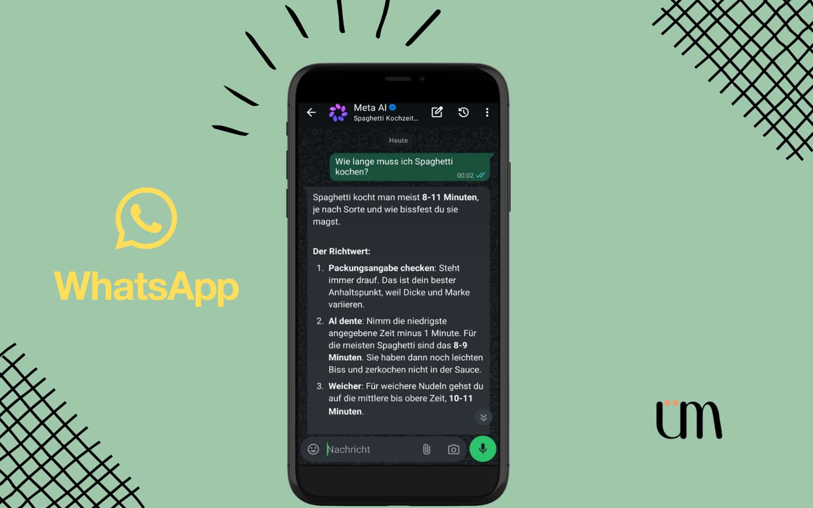 WhatsApp Funktion mit Meta AI Fragen stellen, Meta AI im Chat nutzen
