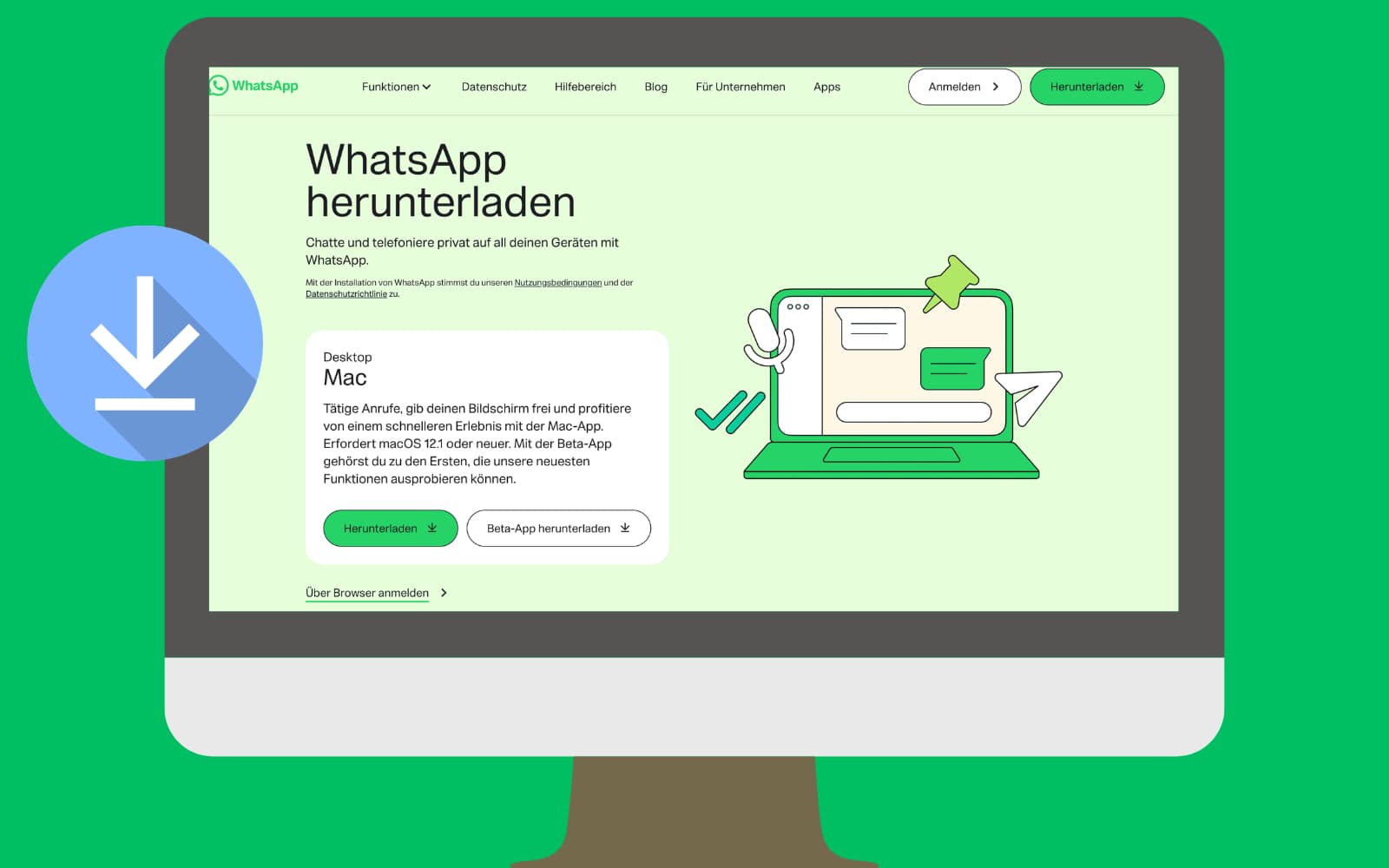 WhatsApp installieren auf dem PC oder Mac – Download von der offiziellen Webseite